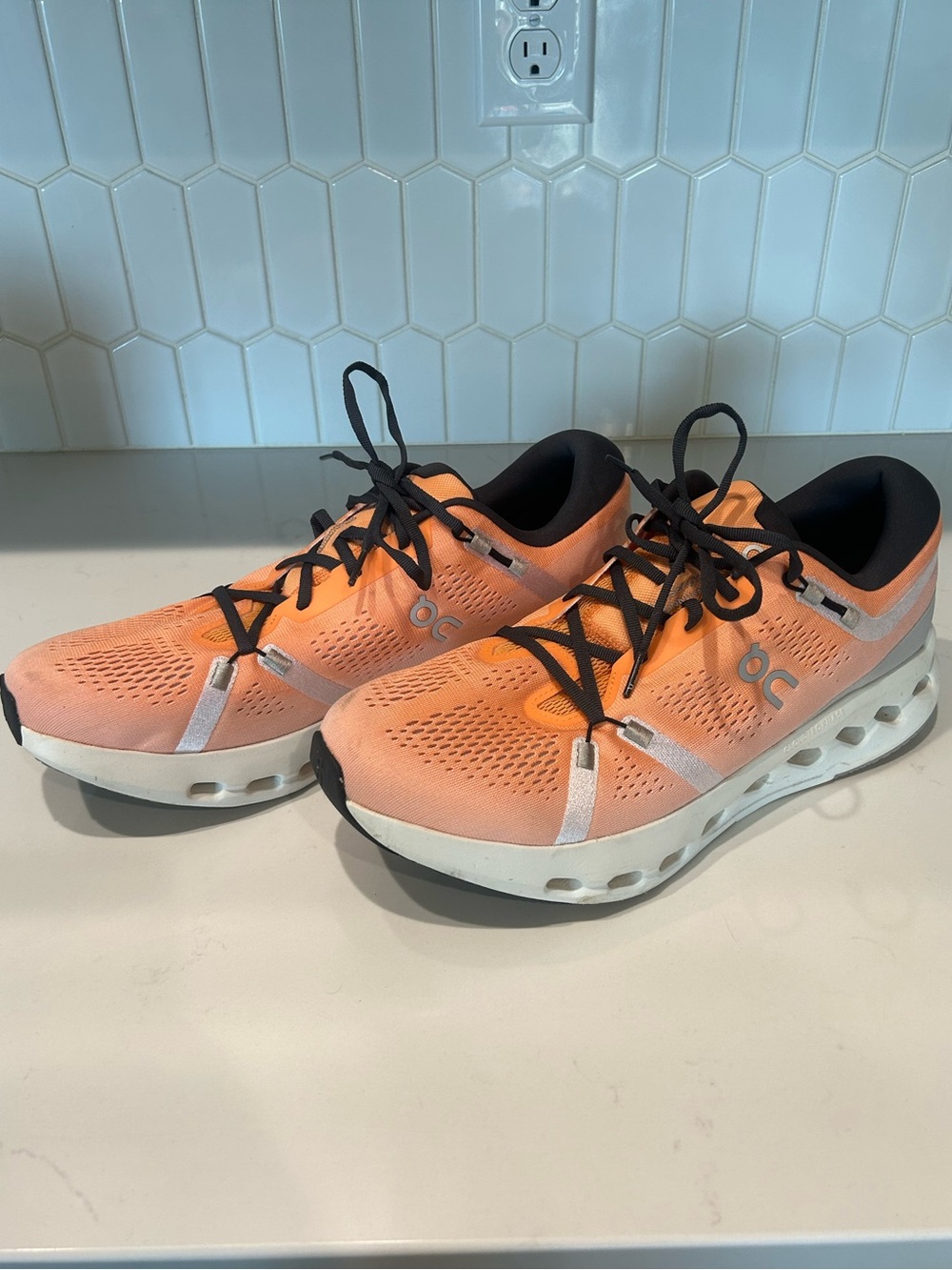 On Running Men’s Orange Cloudstyle Lightweight Athletic Shoes